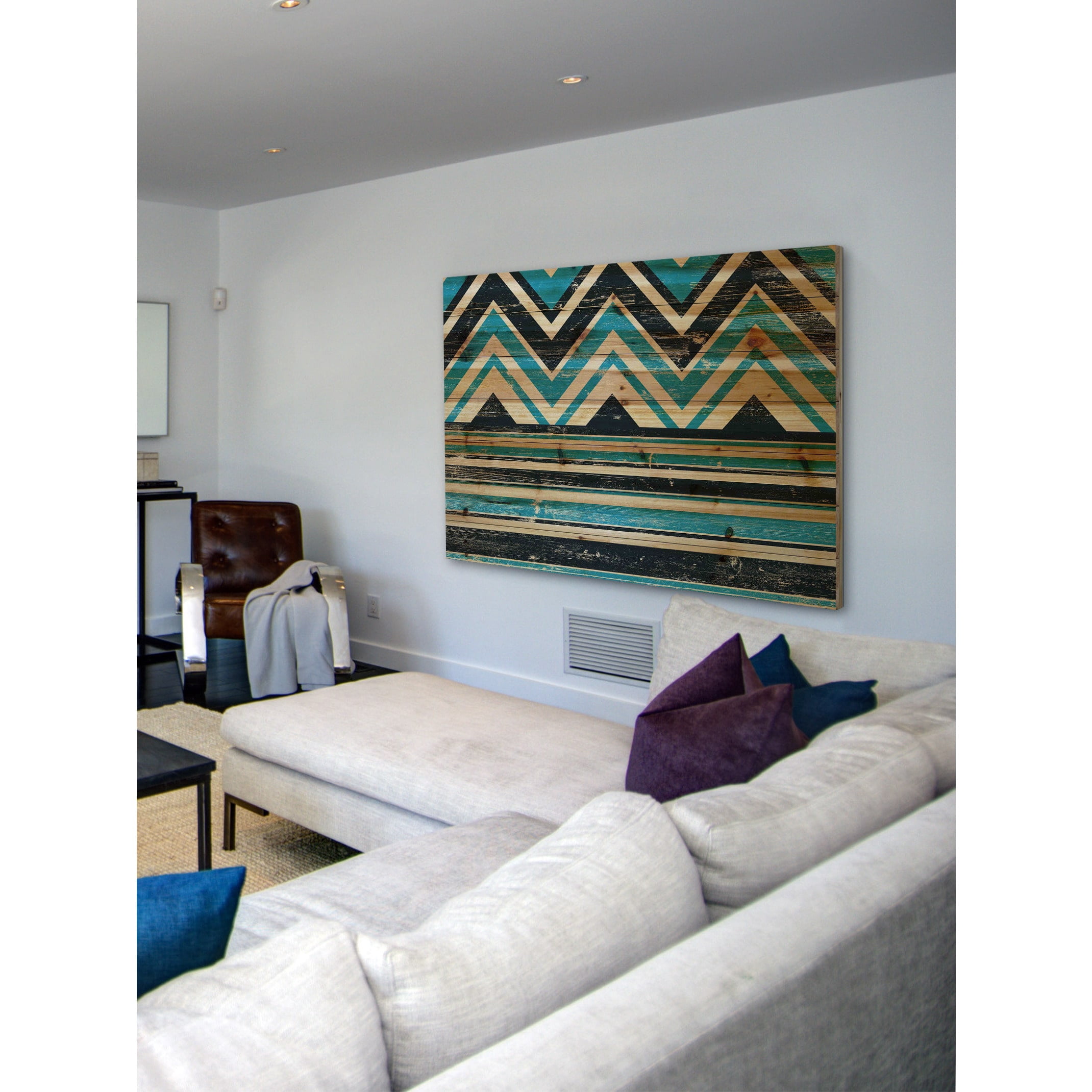 "Angles on Top" Painting Print on Natural Pine Wood