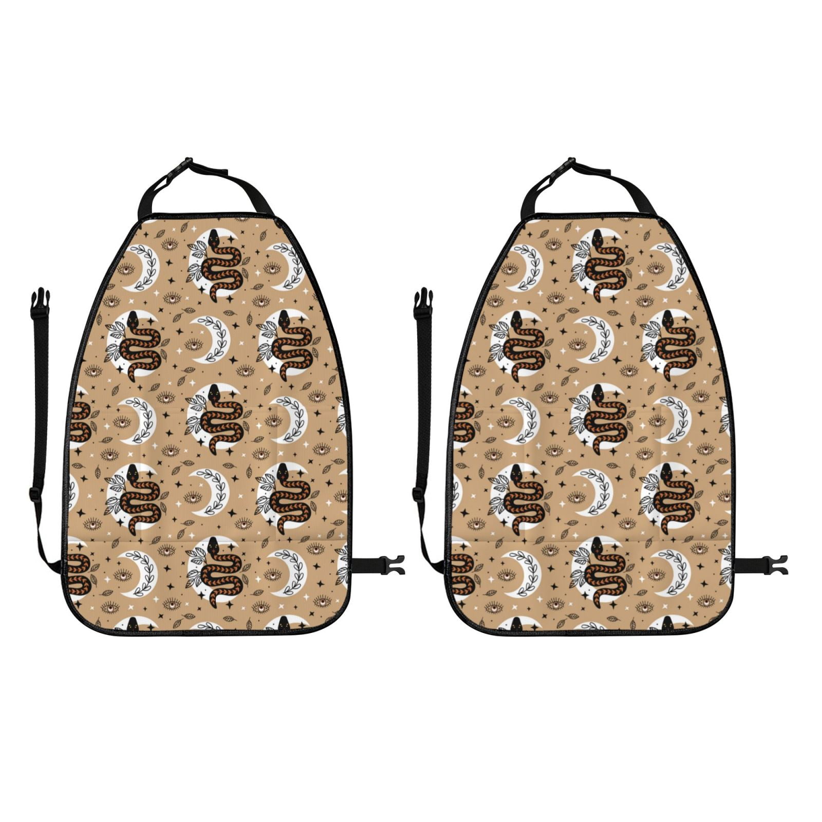 Kdxio Snake And Flower Print 2 Pack Car Kick Mat Seat Cover Back Protector Mat with Pockets for Organizer Backseat Protector and Storage Anti Kick Pad for Vehicles