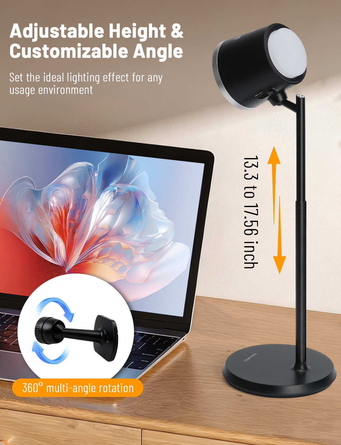 SUNLINKCO LED Desk Lamp, Magnetic Wall Mount LED Lights, 4-in-1 Rechargeable Night Light, USB Battery Powered Dimmable Cordless Table Lamp with 3 Color Modes, Reading Lighting for Bedroom, Work