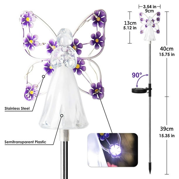 Luces solares de jardín NikouMX paquete de 2 luces LED ángel funcionamiento suave