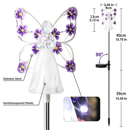 

2024 2 Pack Angel Solar Lights LED Solar Garden Lights Outdoor Garden Decoration Waterproof Solar Lights for Halloween Christmas 6