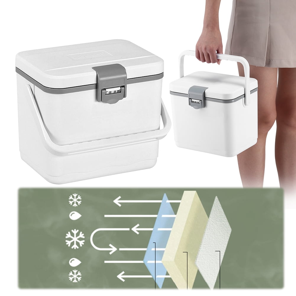 Yucurem 4.5L Insulated Portable Cooler with Handle Ice Bucket for Beach Picnic Camping Storage (White)
