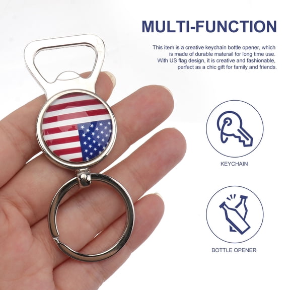 GOOHOCHY US Flag Bottle Opener Keychain Made of Metal for Key Holding Assorted Color 2 Inch
