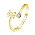 thumbnail image 5 of Anillo abierto con 26 letras en inglés, plata de ley S925, chapado en oro, exquisito anillo ajustable abierto con circonitas, 5 of 5