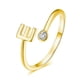 thumbnail image 2 of Anillo abierto con 26 letras en inglés, plata de ley S925, chapado en oro, exquisito anillo ajustable abierto con circonitas, 2 of 5