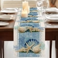thumbnail image 3 of Table Runners 48 Inches Long Dress Scarves, Blue Coastal Starfish Farmhouse Kitchen/Dining Table Runner, Short Coffee Tablerunners, Vintage Beige Nautical Coral Summer 13x48 Inch, 3 of 9