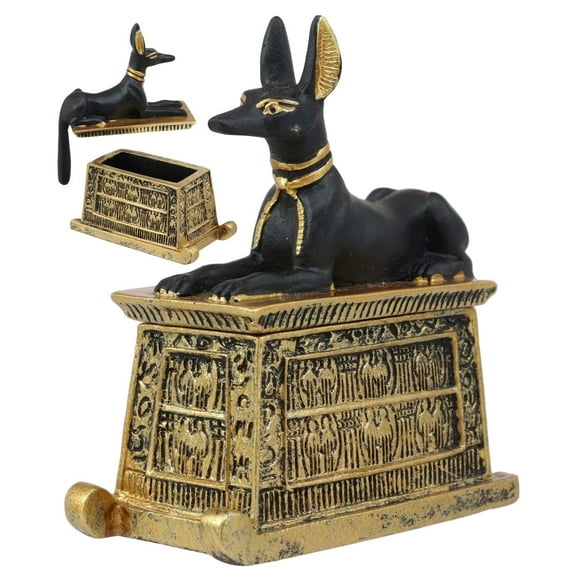 Ebros Egyptian God Hieroglyphic Anubis Dog Egyptian Miniature Cartouche Box