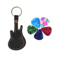 thumbnail image 4 of Étui de Rangement en Cuir pour Médiators de Guitare en Forme de Guitare avec Porte-Clés Lot de 5 Médiators en Celluloïd Accessoires pour Instruments à Cordes, 4 of 7