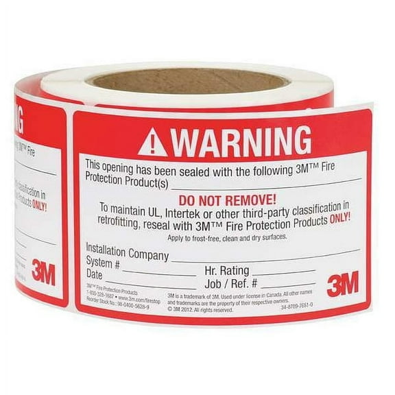 3m Label,5 In.,Red/White,250 Labels/Roll 54917