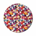 thumbnail image 1 of Geometric Mouse Pad for Computers, Bauhaus Style Geometric Pattern with Patchwork of Triangular and Diamond Shapes, Round Non-Slip Thick Rubber Modern Mousepad, 8" Round, Multicolor, by Ambesonne, 1 of 2