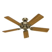 Hunter 52 inch Indoor Ceiling Fan with LED Lights and Pull Chain - Brass Ceiling Fan, Standard Mount, 5 Blades, For Bedroom, Living Room, or Kitchen, Quiet - Studio Series 53063, Antique Brass