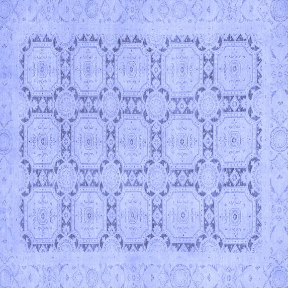 Ahgly Company Machine Washable Indoor Square Abstract Blue Modern Area Rugs, 6' Square