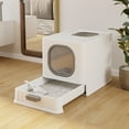 thumbnail image 3 of EastVita Foldable Cat Litter Box with Lid, Large Enclosed Cat Litter Box, Drawer Style Design, Top Entry & Front Entry Cat Toilet with Scoop for Growing Kitten, 3 of 8