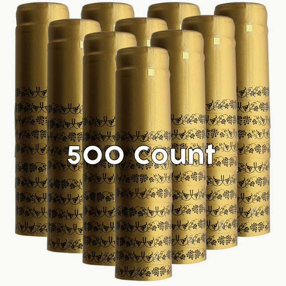Gold With Black Grapes PVC Shrink Capsules-500 Count