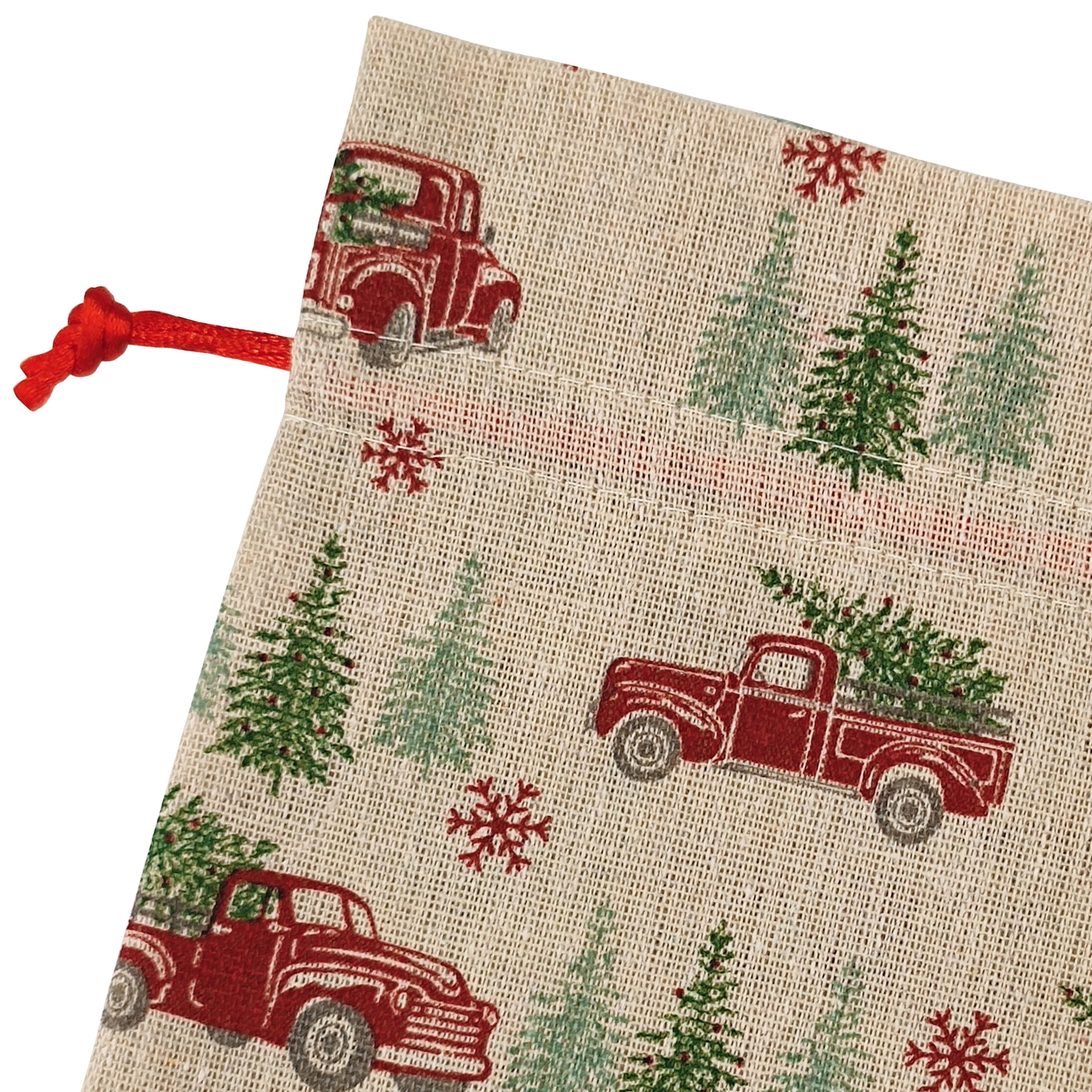 Holiday Time 5 Compte Multi couleur sacs de tissu camion modèle avec cordon 5 "par 7" pour le stockage des emballages de Noël 5CT TRUCK - FRENCH