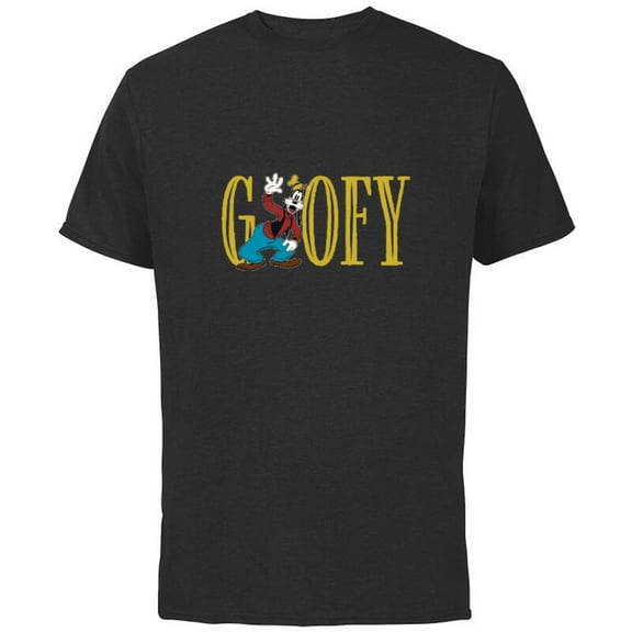 Disney Mickey and Friends Goofy Lettering Classic - Short Sleeve Cotton T-Shirt for Adults - Customized-Black