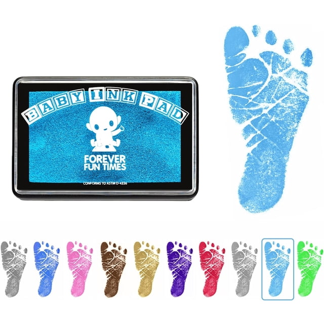 GFDYREE Baby Hand and Footprint Kit by Get Hundreds of Detailed Prints with One Baby Safe Ink Pad Easy to Clean, and Works with Any Paper or Card Clean and Safe (Small, Light Blue)