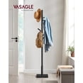 thumbnail image 3 of VASAGLE 8 Hooks Solid Wood Coat Rack Wood Hall Tree Coat Rack Stand with Stable Square Base 3 Height Options Office Ink Black, 3 of 7