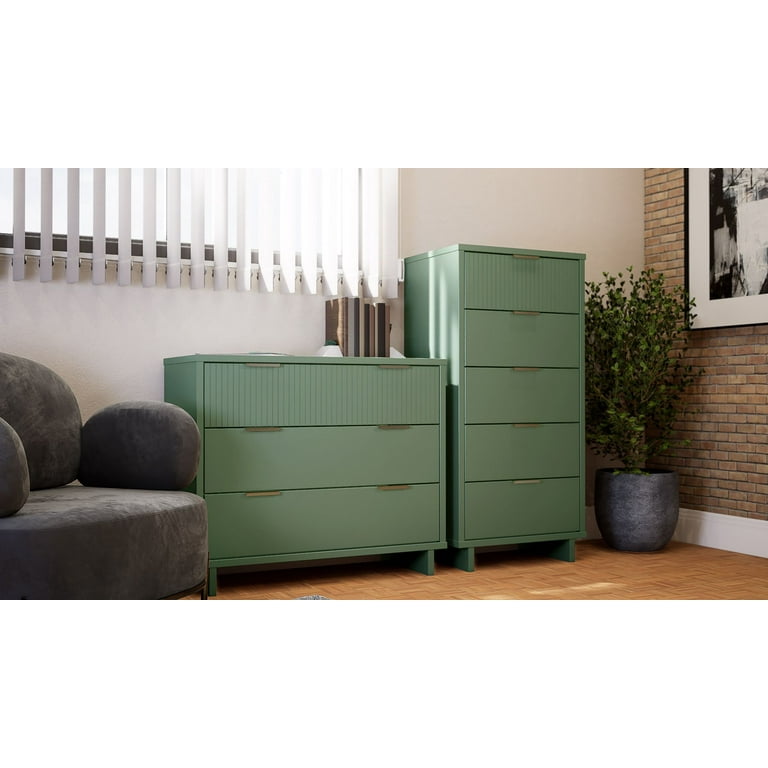 2-Piece Granville Solid Wood Tall Narrow and Standard Dresser Set in Sage  Green - Walmart.com