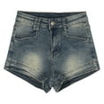 thumbnail image 2 of ClodeEU Women's Stretch Straight Leg Bodycon Fit Denim Shorts ,Casual Spring Summer Jean Shorts Blue,Womens Plus L, 2 of 4