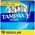 thumbnail image 1 of Tampax Pearl Tampons, with LeakGuard Braid, Regular Absorbency, Unscented 18 count, 1 of 23