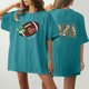 thumbnail image 2 of Tops Cortos para las Mujeres, Doble Cara Impreso Cuello Redondo Gota Hombro Camiseta, Top Estirable Casual, 2 of 5