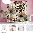 thumbnail image 3 of Leopard Print Floral Shower Curtain, Boho Vintage Flower Neutral Beige Fabric Shower Curtain, Washable Bath Curtain for Bathroom Decor, 60x72 Inches with Hooks, 3 of 7