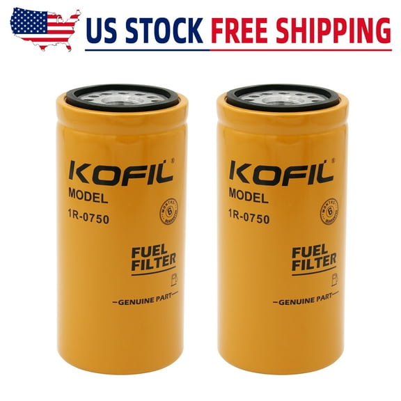 Kofil 1R-0750 Fuel Filter Fits CAT 3304, 3306, 3406, 3114, 3116 Diesel Engine, Replaces P551313, BF7633, FF5320, 33528  Pack of 2