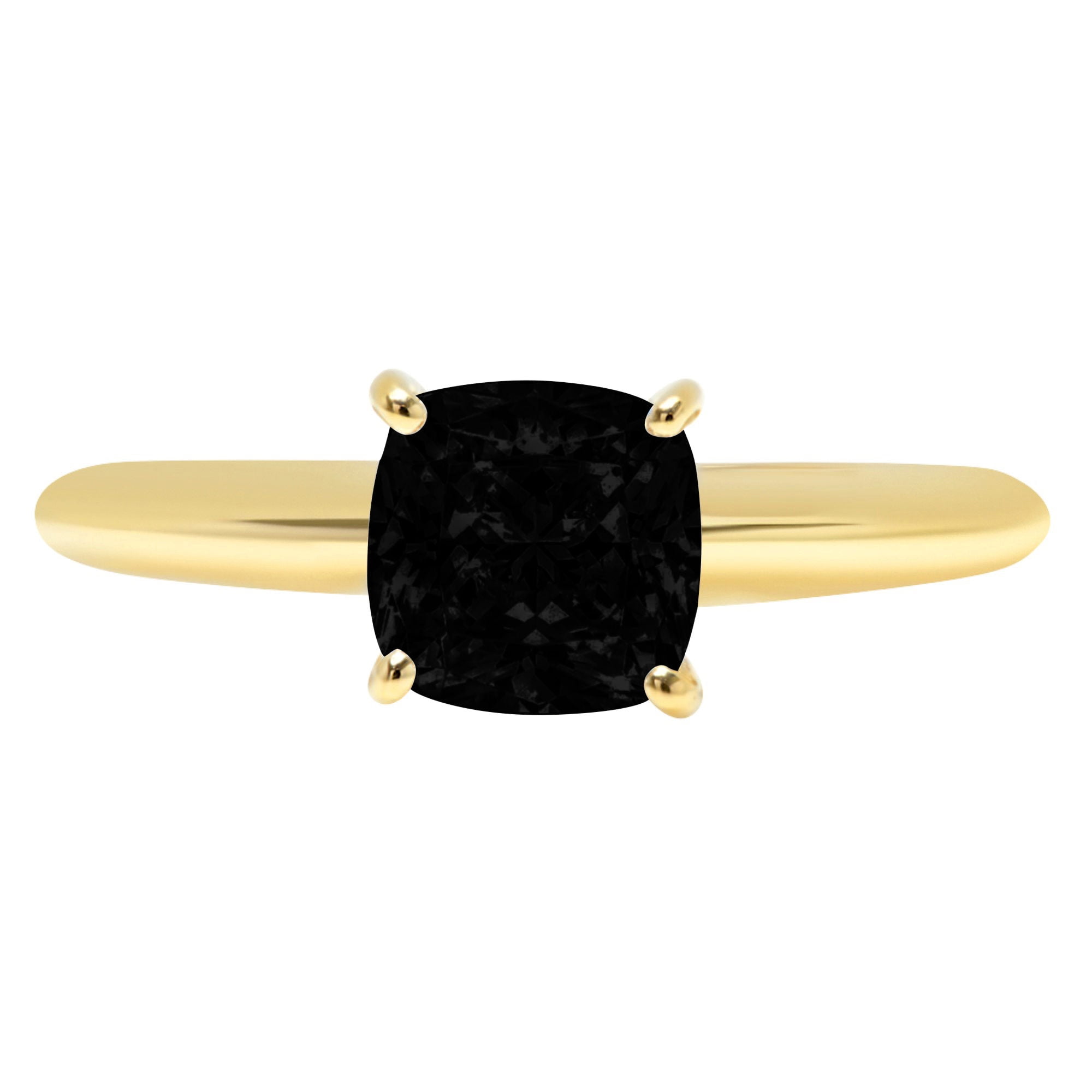 1.5 ct Brilliant Cushion Cut Designer Genuine Flawless Natural Onyx 14K 18K Yellow Gold Solitaire Ring