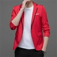 thumbnail image 2 of Zshosam Mens Slim Fit Sports Coat Casual One Button Blazer Notched Lapel Dress Suit Office Work Tops(Red,XXXL), 2 of 7