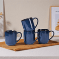 thumbnail image 2 of Onader 14OZ Coffee Mugs Set of 4, Stoneware Tea Mug Set with Handle, Ceramic Cups for Latte/Cocoa/Cappuccino, Dishwasher & Microwave Safe - Starry Blue, 2 of 8