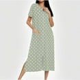 thumbnail image 2 of Fartey Women's Polka Dots Zipper Front Robes Loose Casual Short Sleeve Nightgown Soft Comfy Long Loungewear with Pockets Khaki L, 2 of 8
