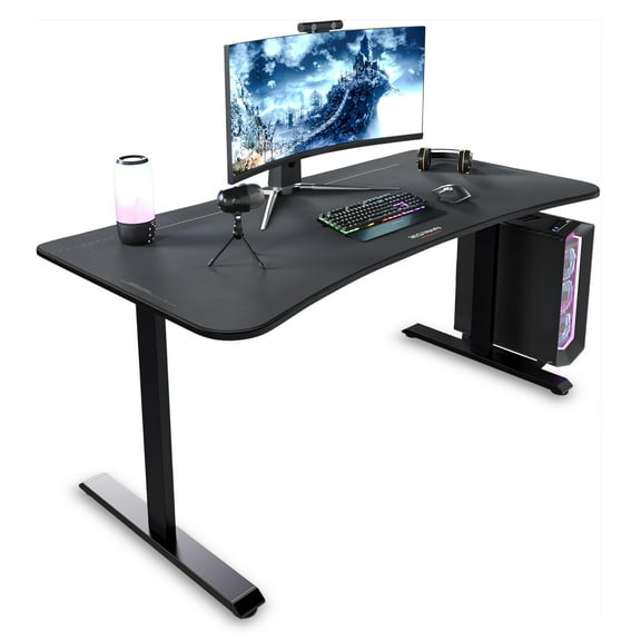 RESPAWN 1063 Gaming Desk with Cable Management - 63 Inch Ergonomic Full Computer Desk Mouse Pad, Sturdy Home Office Workstations, Laptop PC Console Gamer Table, Wooden Study Table for Bedroom - Black