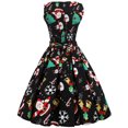 thumbnail image 4 of Munlar Party Dresses for Women,Womens Wedding Guest Bridesmaid Dresses,Women's Vintage Print Sleeveless O-Neck Christmas Evening Party Swing Dress, 4 of 8