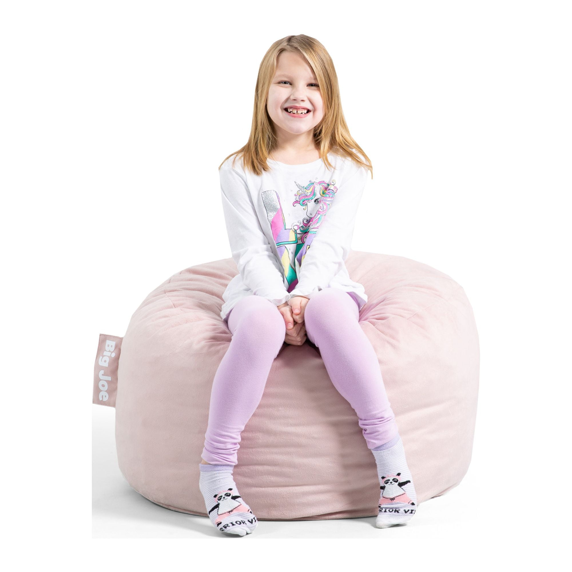 Big Joe Fuf Small Foam Filled Bean Bag Chair, Desert Rose Plush, Soft Polyester, 2 feet