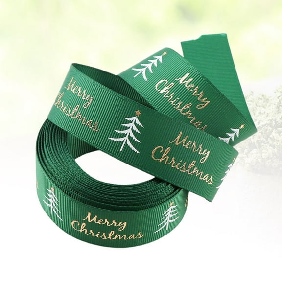 CATIEBYE Green Polyester Festive Ribbon Roll for Christmas Decorations 17.7ft x 1in Craft Ribbon
