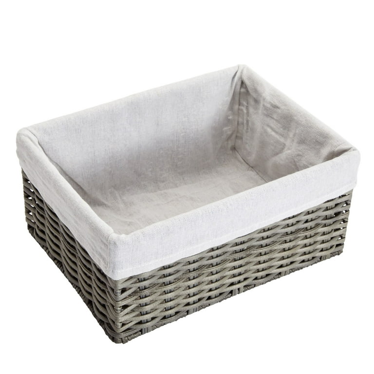 Farmlyn Creek 4 Pack Rectangular Wicker Storage Baskets With Liners - Small  Decorative Bins For Organizing Shelves (2 Sizes, Gray) : Target