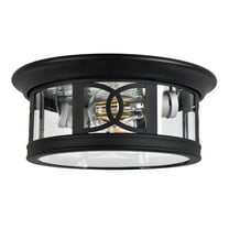 Design House Summit 2 Light Matte Black Traditional Dimmable Ceiling Light with Clear Glass