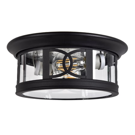 Design House Summit 2 Light Matte Black Traditional Dimmable Ceiling Light with Clear Glass