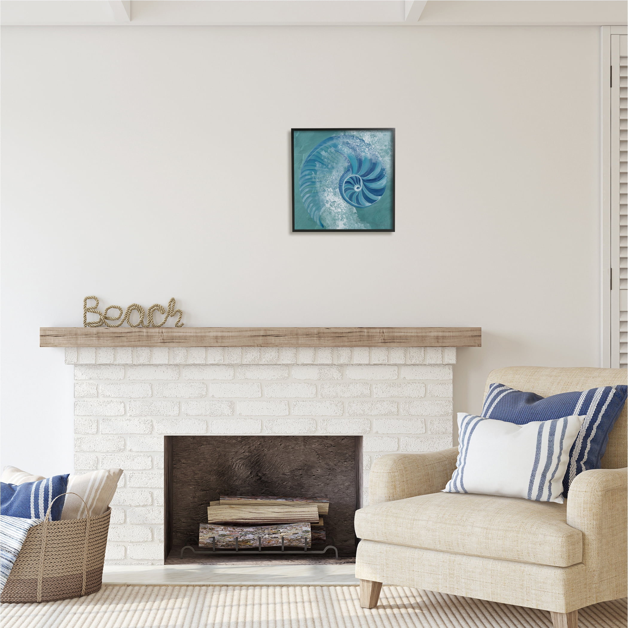 Stupell Industries Nautilus Shell Water Bubbles Animals & Insects Painting Black Framed Art Print Wall Art, 17 x 17