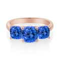thumbnail image 2 of Gem Stone King 18K Rose Gold Plated Silver Ring Set with Fancy Blue Zirconia (Size 7), 2 of 2