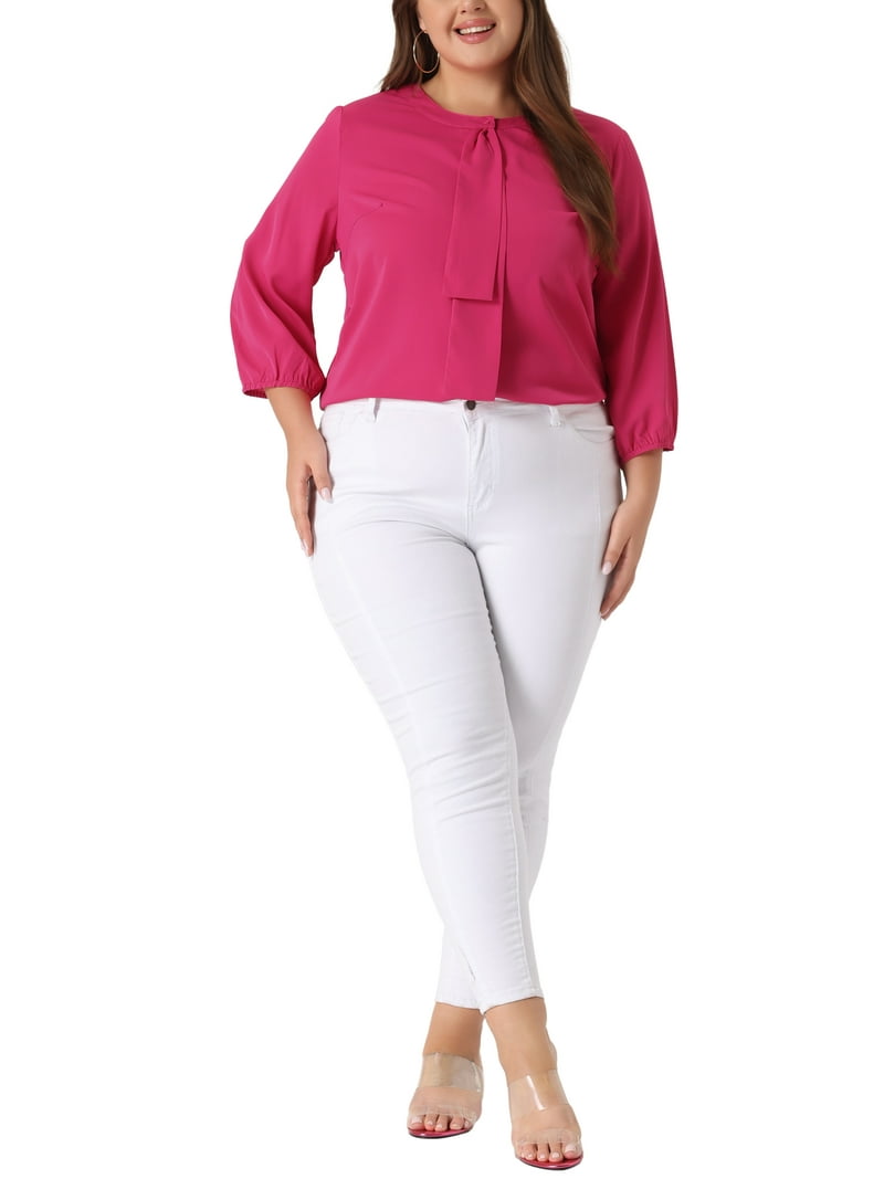 Agnes Orinda Women's Plus Size School College Work Round Neck Tie