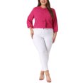 thumbnail image 2 of NOMADIC NOOK Women's Plus Size Work Formal 3/4 Sleeve Solid Chiffon Blouse 4X Hot Pink/Pink, 2 of 6