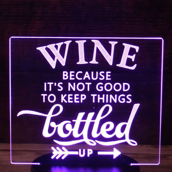 3D Wine Lover Acrylic for LED Lamp Base (Acrylic Only. Base Not Included)