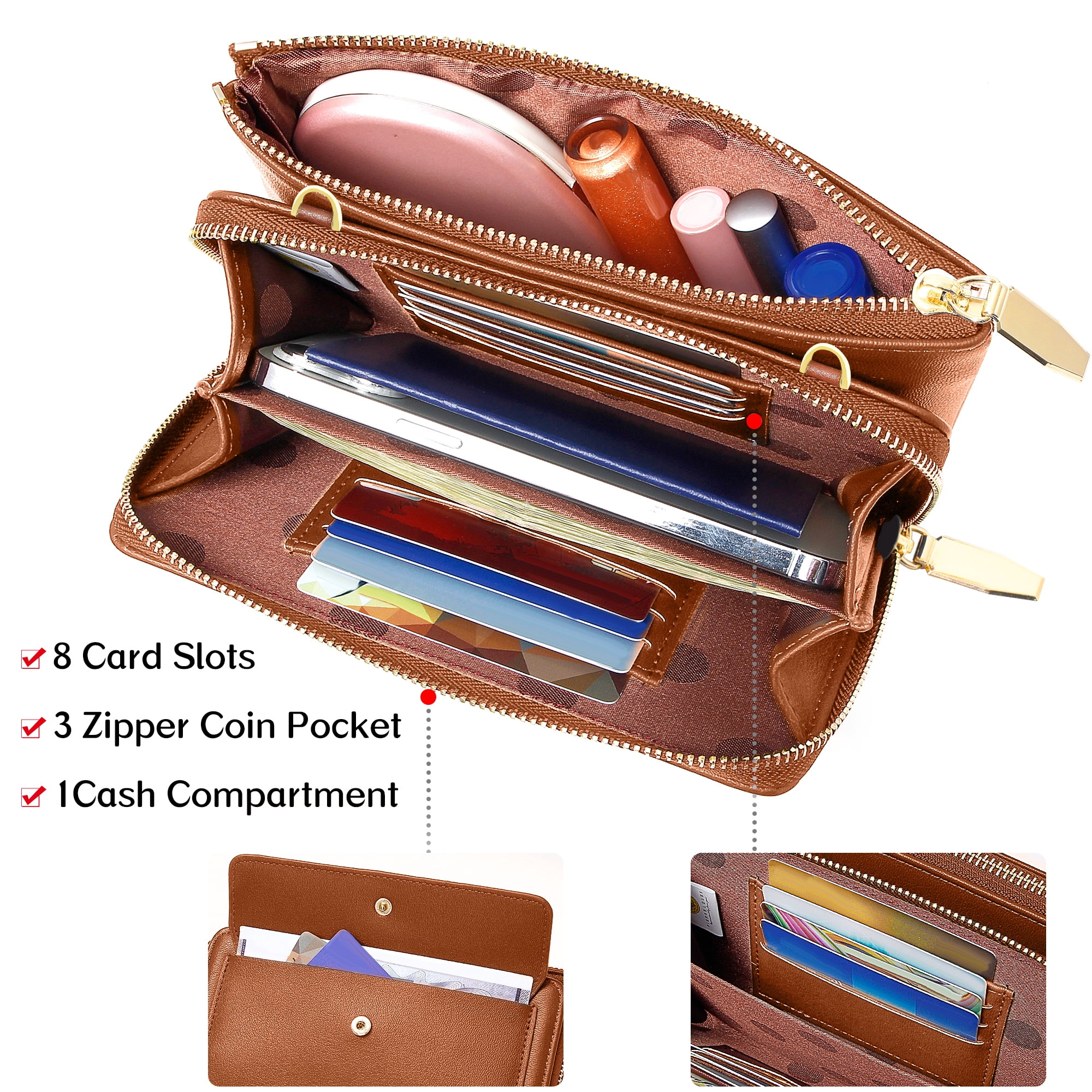 Badiya Small Crossbody Bag for Women Cell Phone Wallet Purse Mini Shoulder Handbags with Card Slots