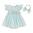 thumbnail image 4 of Kogui Newborn Girl Clothes Summer Newborn Baby Girl Summer Outfit Linen Ruffle Bubble Romper Dress One Piece Bodysuit Jumpsuit Infant Summer Clothes 0 3 6 9 12 18 24 Months (Light Green,0-3 Months), 4 of 4