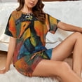 thumbnail image 4 of Haiem Abstract Funny Duck Pattern Pajama Set for Women 2 Piece Lounge Set Short Sleeve Tops and Shorts Soft Sleepwear-Large, 4 of 7