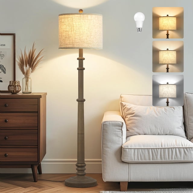 Lámpara de pie EJIAXIN de 152 cm de resina estilo farmhouse con LED de 3 colores