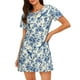 thumbnail image 1 of Balery Vintage Floral Birds Camisón de manga corta con cuello redondo para mujer, cómodo y elegante., 1 of 6