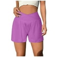 thumbnail image 2 of HOWPAY Baggy Shorts for Women Relaxed Fit High Elastic Waisted Pull on Bottoms Solid Color Sports Casual Comfy Summer Workout Sweat Shorts Purple S, 2 of 5